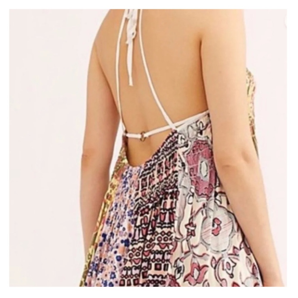 Free People Patchwork Asymmetrical Maxi Dress - Cream, Pink, Orange, Green, Blue - Picture 12 of 16